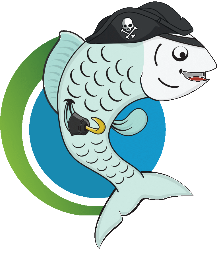 PyRAT fish mascot standing in front of Scionics icon